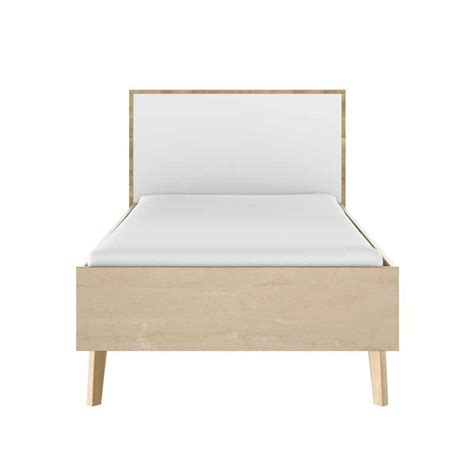 Tousmesmeubles Cadre Tête de lit 120 200 cm Chêne blond Blanc