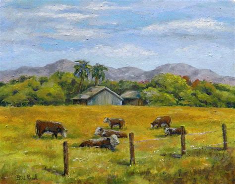 Herd Of Happy Herford Heifers Painting By William Reed Fine Art America