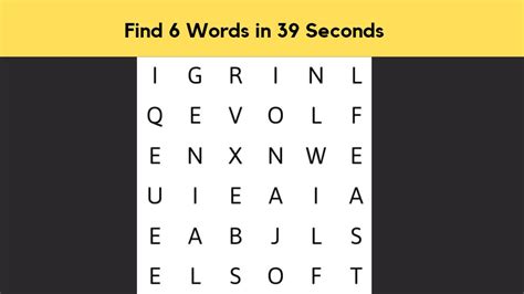 Word Search Puzzle Can You Identify 6 Hidden Words In 39 Seconds