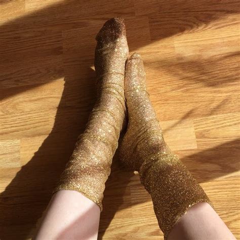 Glitter Socks Glitter Tulle Socks Gold Glitter Socks Tulle Glitter Gold Socks Sheer Socks