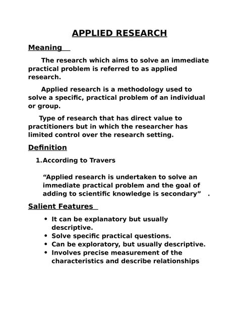 🏷️ Features Of Applied Research Applied Research Characteristics