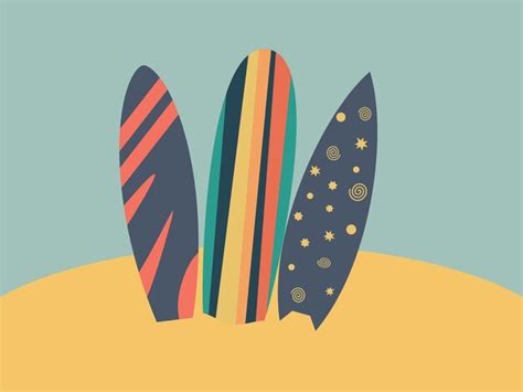 Premium Vector Surfboards Standing In Sand With Long Shadow Travel