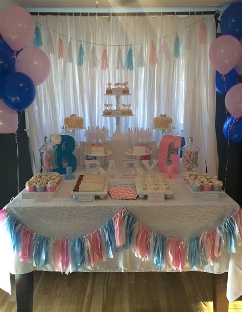 Sweet Simplicity Bakery — Gender Reveal Dessertcandy Table In White