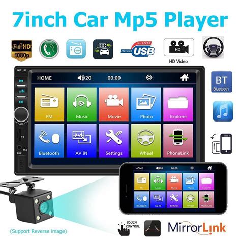 7018B 7 HD Double 2 DIN Touch Car MP5 Player Bluetooth Stereo FM