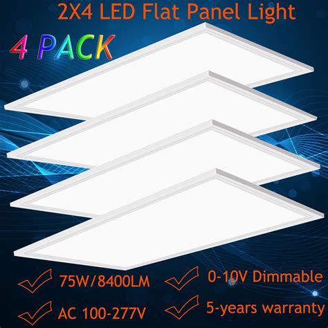 Led Flat Panel Light 2x4 4 Pack 75w 150w Equivalent 5000k Dimmable Bright White Ebay In 2022