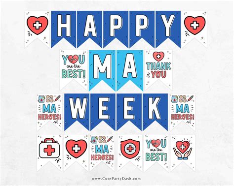 Medical Assistant Week Banner Printable Decor Cute Party Dash