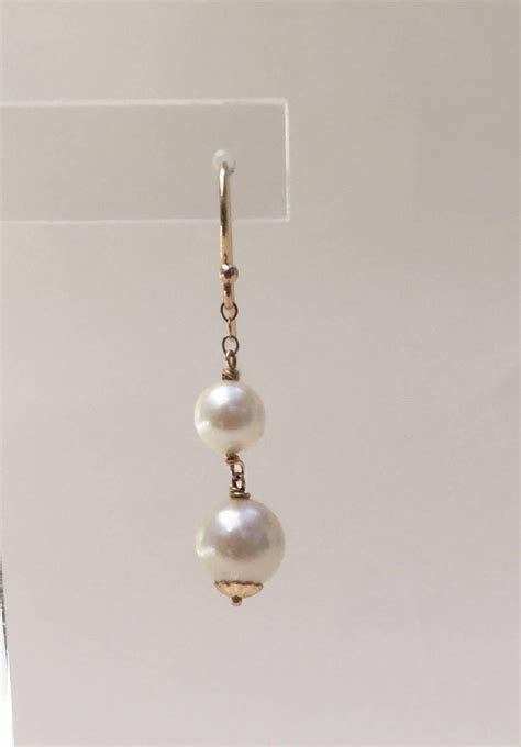 Double Pearl Earrings With 14 Karat Yellow Gold Hook And Wiring By Marina J At 1stdibs J Hook