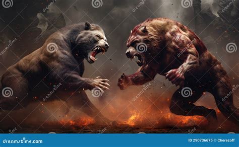 The Fight of Two Fictional Animals Stock Image - Image of dragon ...