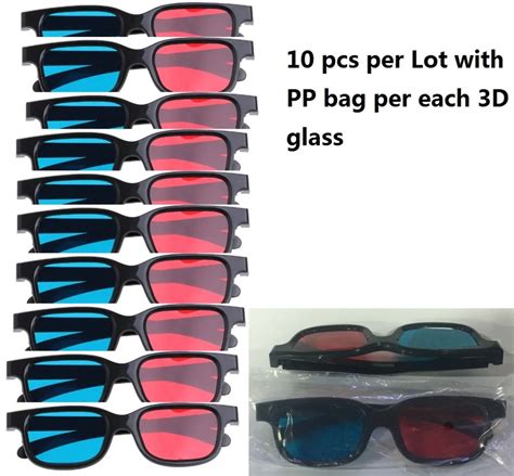 10pcs per lot New Red Blue 3D Glasses Anaglyph Framed 3D Vision Glasses ...