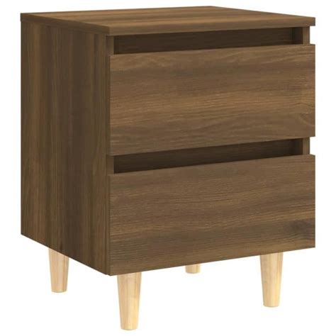 Yid Table De Chevet Avec Pieds En Bois Ch Ne Marron X X Cm