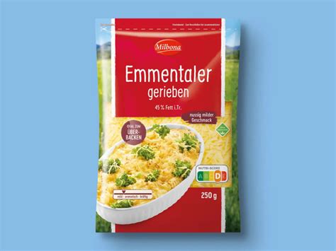 Milbona Emmentaler Gerieben 250 G Von Lidl Ansehen