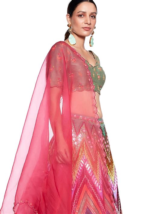 Multi Colored Embroidered Wedding Lehenga Set By Siddhartha Bansal At