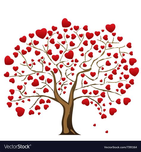 Love Tree With Heart Leaves Royalty Free Vector Image