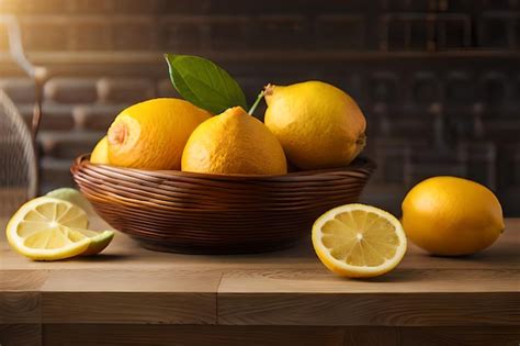 Premium Photo Lemons And Lemons On A Wooden Table