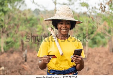 Happy African Farmer Using Her Phone Stock Photo 2239222857 Shutterstock