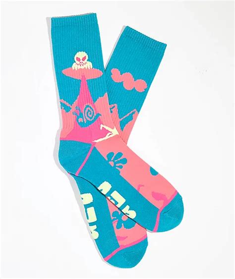 A Lab Beamed Glow In The Dark Blue Crew Socks