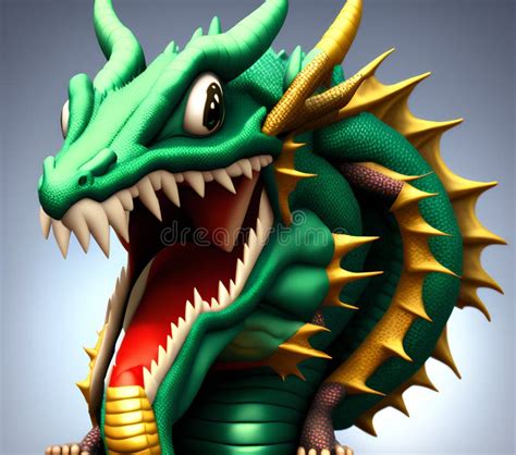 Happy Dragon Face Emoji, Generative AI Illustration Stock Illustration ...