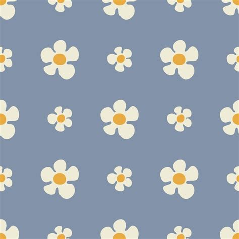 Premium Vector Seamless Pattern With Daisy Flowers In Groovy Style On