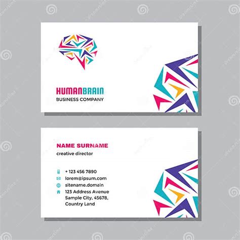 Business Visit Card Template With Logo Concept Design Human Brain