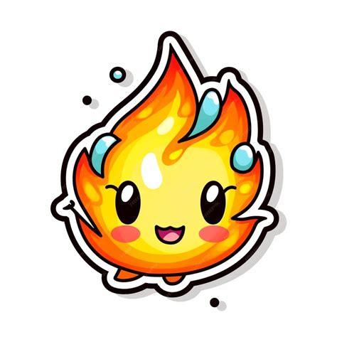 Premium Photo Cartoon Fire With Water Drops On Its Face Generative Ai