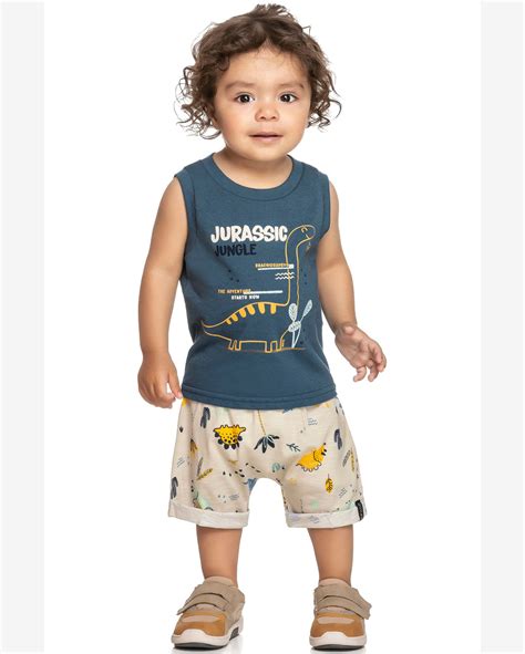 Riachuelo Conjunto Infantil Menino Estampado Selva Jurássica Elian