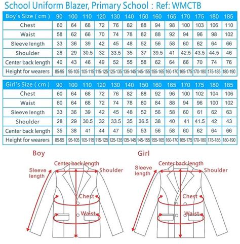 Secondary School Uniform Size Chart Schoolwear Sizing Guide School