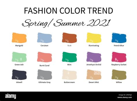 Fashion Color Trend Spring Summer 2021. Trendy colors palette guide ...