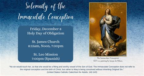 The Solemnity of the Immaculate Conception – St. James – St. Leo ...