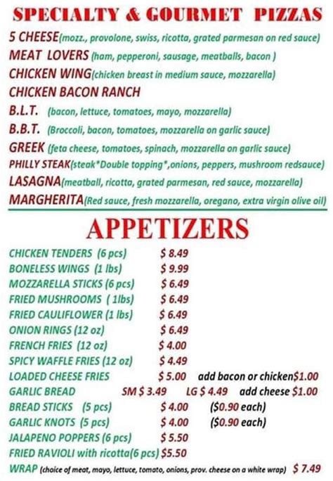 Mamma Maria NY Pizzeria Menu, Auburn, NY