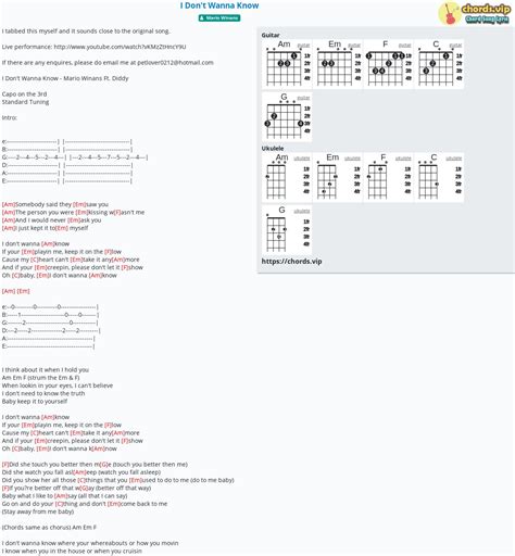 H P M I Don T Wanna Know C M M Tab Guitar Ukulele L I B I H T