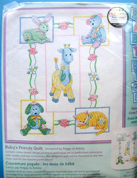 Baby S Friends Stamped Cross Stitch Baby Quilt Kit Baby Quilt Stamped