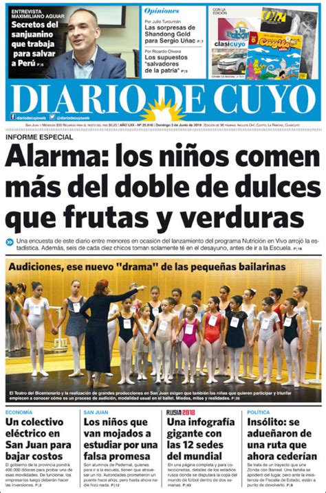 Newspaper Diario De Cuyo Argentina Newspapers In Argentina Sunday S