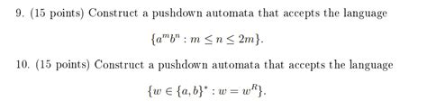 Solved 9 15 Points Construct A Pushdown Automata That Chegg