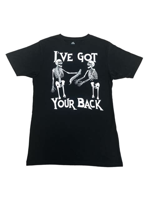 Way To Celebrate Mens Black Skeletons Ive Got Your Back Spine Halloween Graphic T Shirt