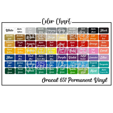 Oracal Color Chart Permanent Vinyl Color Chart Oracal Color Chart