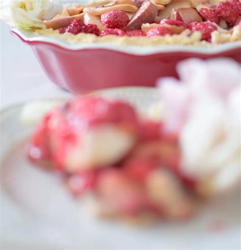 Raspberry Rose Peach Pie with Painted Chocolate Cardamom Shortbread ...