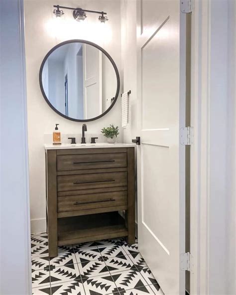 Modern Bathroom With Patterned Floor Tiles Soul And Lane