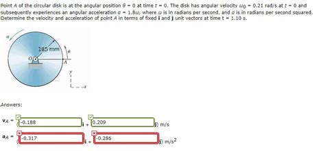 Solved Point A Of The Circular Disk Is At The Angular Chegg