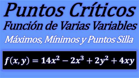 PUNTOS CRÍTICOS EN UNA FUNCIÓN DE DOS VARIABLES MÁXIMOS MÍNIMOS Y