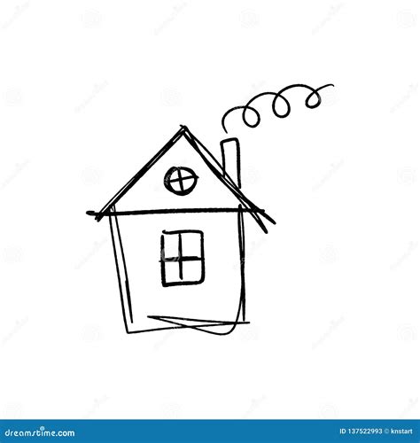 Small House Simple Sketch. Isolated on White Background Stock ...