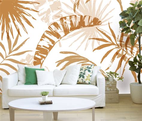 Tropical Leaves Wallpaper. Palm Leaves Wallpaper. Hand Drawn - Etsy