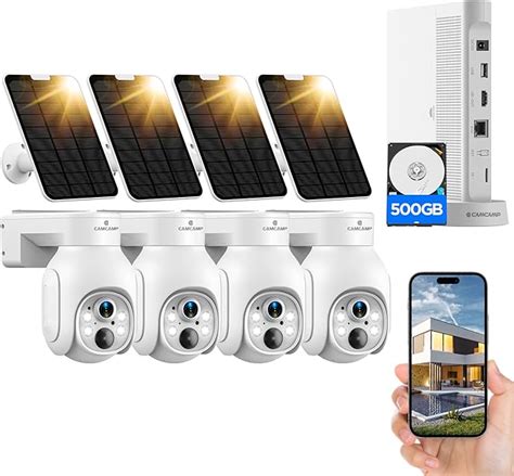 CAMCAMP 4MP Solar Outdoor Security Cameras Wireless 4 Cam Kit 2K WiFi