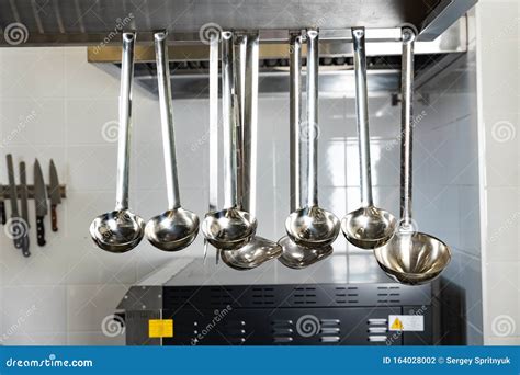 Utensils in a Kitchen Restaurant Stock Photo - Image of stainless ...