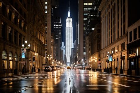 Premium AI Image The Empire State Building At Night In New York City