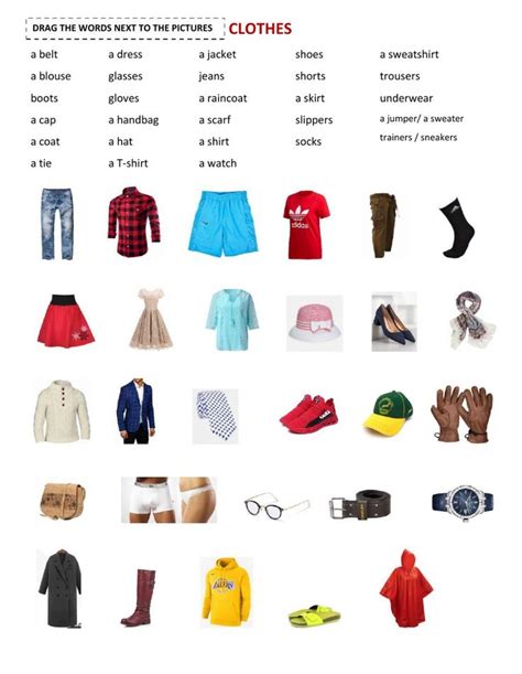 Different Types Of Clothes Worksheet