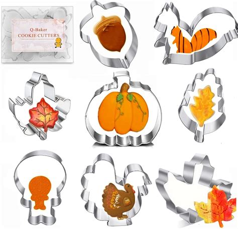 Thanksgiving Cookie Cutters 8pcs Fall Leaves Cookie Cutter Set Turkey Pumpkin