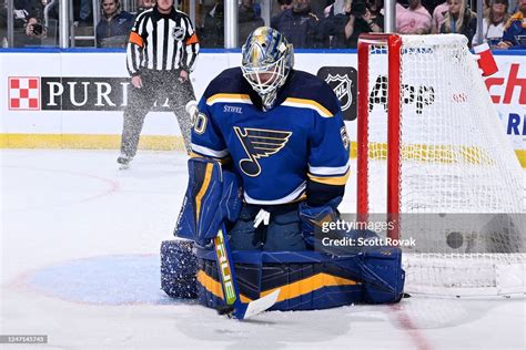 Jordan Binnington Of The St Louis Blues Makes A Save Against The News Photo Getty Images