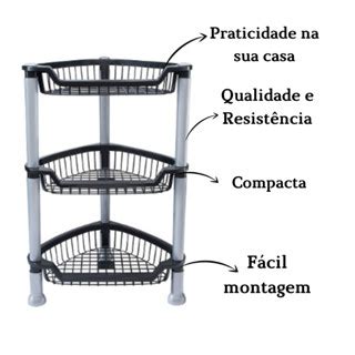 Fruteira De Chão Multiuso Cozinha Organizador Triangular Prateleira