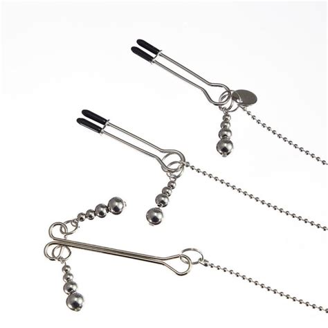 Beaded Pendant Chain Nipple To Clit Tweezer Clamp Set Fleshline