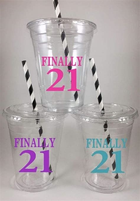 21 Birthday Party Cups Set Of 12 Disposable 21st Finally Legal Handmade Products